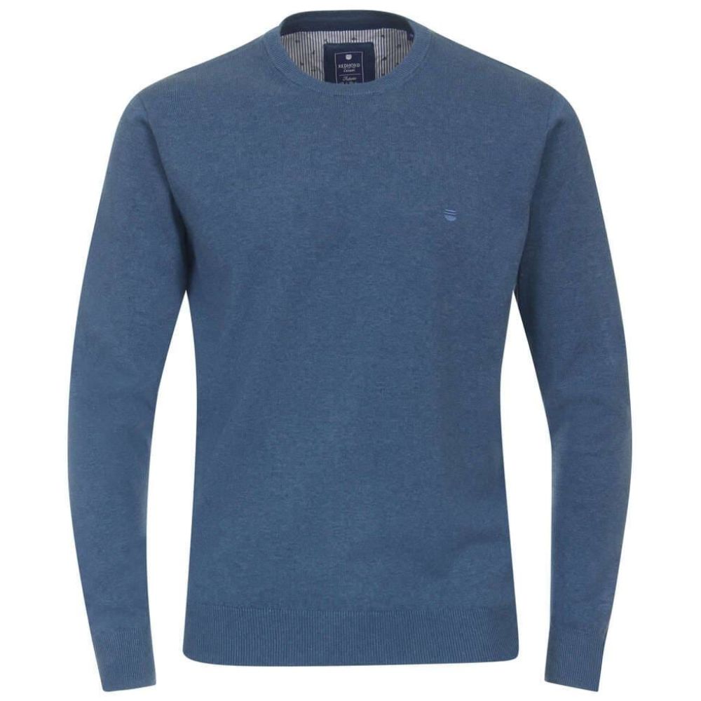 REDMOND CASUAL REGULAR FIT PULLOVER MEN BLUE ROUND NECK